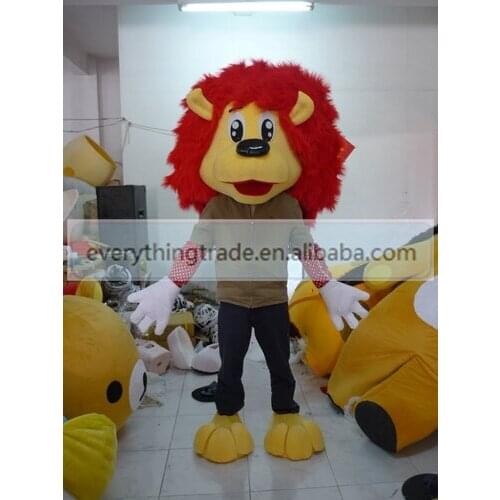 Hot selling Cute Adult cartoon lovely red hat lion mascot costume suit fancy dress party costumes adult size