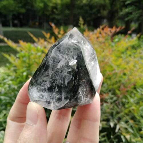 Crystal Quartz Wand Kit Ghost Quartz Obelisk Phantom Crystal Standing Point Meditation Chakra Reiki Healing Tool Home Decoration