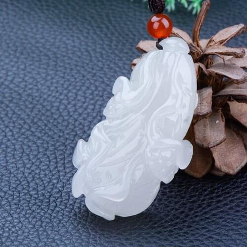 Natural 7A white jade pendant hand-carved chinese cabbage jade pendants brand men women jadeite jade jewelry jade necklace women