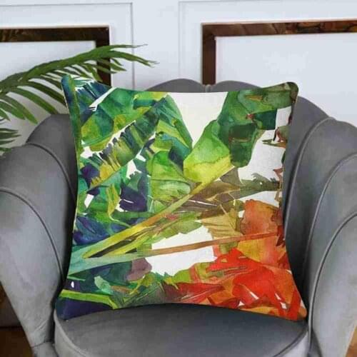 Tropical Leaf Shape Printed Pillowcase Green Plant Throw Decor Pillow Sofa Pillow Home Cushion 45*45cm Decorative H6J7