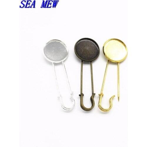 10 PCS 20mm 25mm Round Cabochon Base Brooch Bronze Gold Silver Plated Brooch Settings DIY Copper Brooch Blank For Jewelry Making