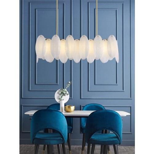 Postmodern glass restaurant chandelier bar counter rectangular light luxury glass lamp simple atmosphere creative home LED lamps