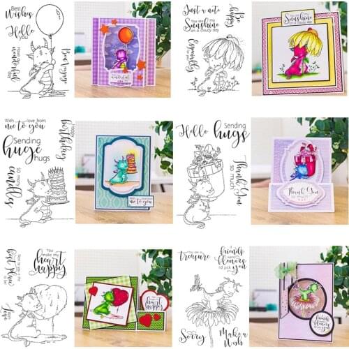 Childlike Dinosaur From Me to You With Love You Are My Sunshine If Friends Were Flowers Stamps for DIY Scrapbooking Craft Cards