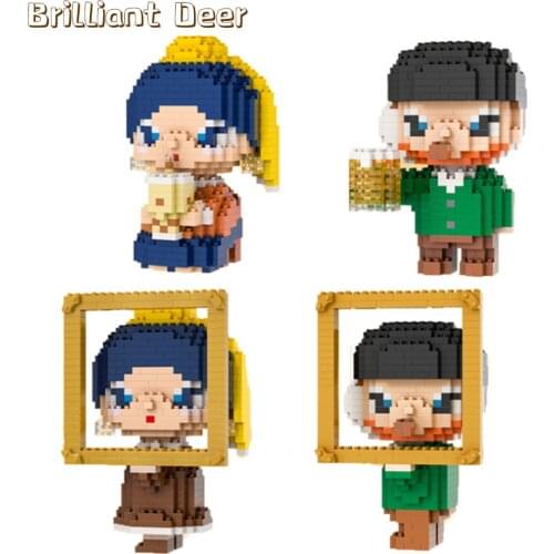 Van Gogh Het Meisje Met De Parel Funny Micro Diamond Bricks World Famous Painting Creative MOC Building Blocks Kids Toys Gift