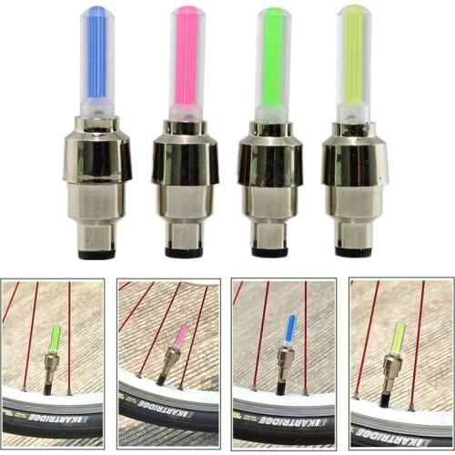 2PCS Bicycle LED Light Tire Valve Cap Bicycle Flash Light Mountain Road Bike Cycling Tyre Wheel Lights LED Neon Lamp Cover Wheel