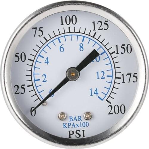 Air Pressure Gauge Air compressor 2" face 0-200 PSI Back Mount 1/4" npt 0-14Bar