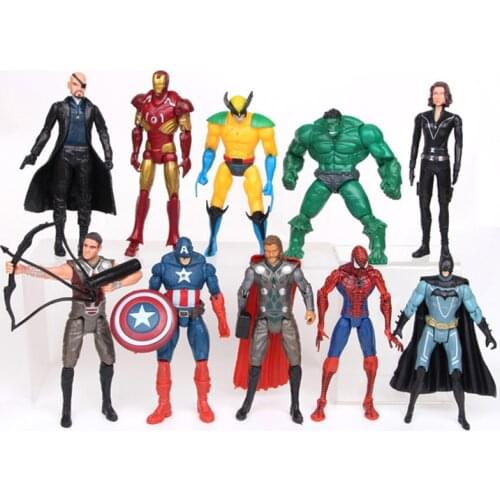 10pcs/set Marvel Avengers action figure Iroman Black Widow Hulk Iron Man captain America Thor Spiderman Figuren 15 CM Super Hero