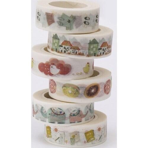 10pcs New animals doughunt Adhesive Tape for Scrapbooking DIY Craft Sticky Deco Masking Japanese Paper Washi Tape