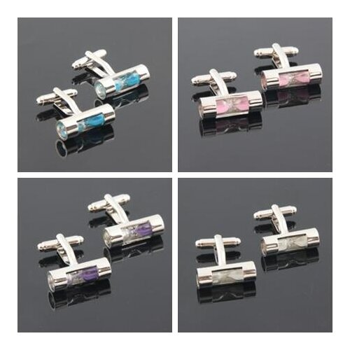 20pairs/lot Hourglass Cufflinks Copper Sand Clock Glass Timer Sandglass Cuff Link 4 Colors Cuff Buttons Men Jewelry Accessory