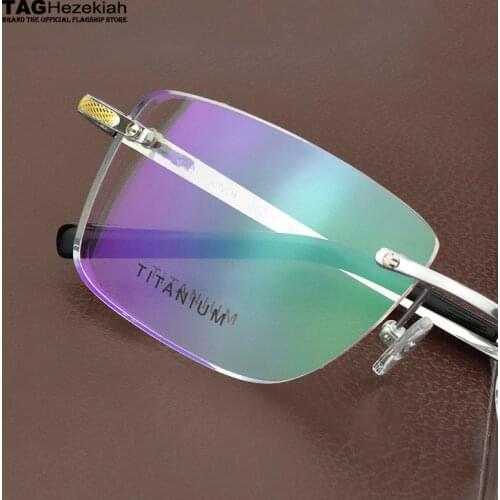 2019 fashion Brand High quality rimless glasses frame titanium eye glasses frames for men Square Business eyeglasses frames men