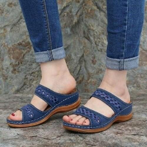 2020 lady 35-43 fashion slippers womens slope heel embroidered beach casual shoes