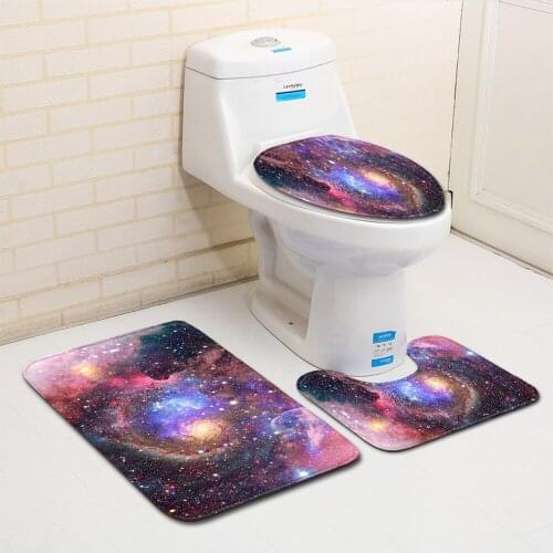 3pcs/set Vintage Cartoon Print Anti-slip Bathroom Floor Mat Home Decor Shower Non-Slip Rug Bath Door Mats Starry Sky