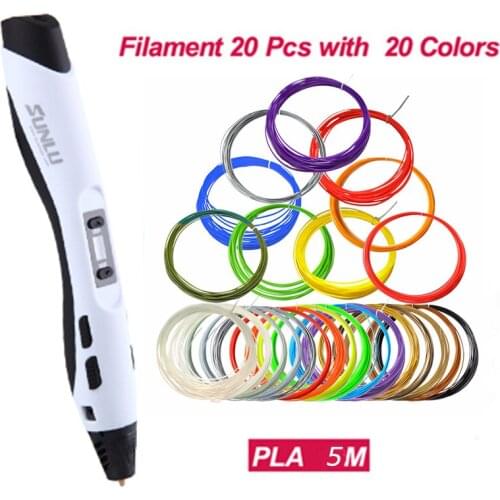 3D pen print SL-300A Intelligent 100M 20pcs PLA Low temperature 3D Pens filaments DIY Painting toys drawing gift