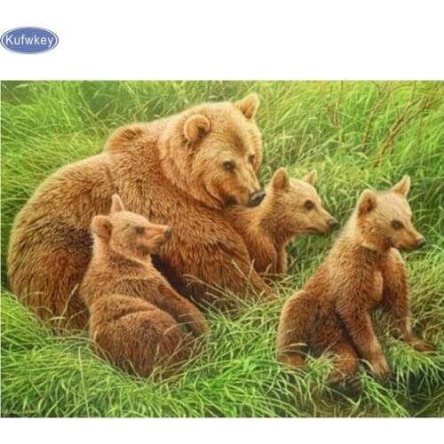5D Diy Diamond Painting Stitch Cross bera family,full Diamond Embroidery animals Rhinestones Diamond Mosaic Stickers Home decor