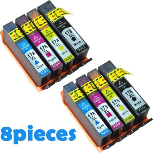 8X XiongCai Compatible ink cartridges For HP 178 Photosmart B109a B110a Plus B209a B210a Deskjet 3520 Printer For HP178 XL 178XL