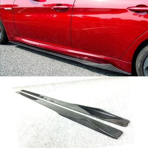 2Pcs Carbon Fiber Car Side Skirts Apron For Alfa Romeo Giulia Sedan 4 Door Bumper Side Skirts Apron Spoiler Body Kits MTC Style