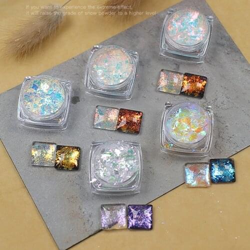 Crystal Fire Opal Flakes Nail Sequins Sparkly Holographics Glitter DIY Chrome Powder for UV Gel Polish Manicures Paillettes
