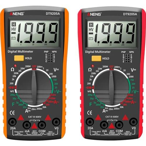 Dt9205a Digital Multimeter Ac Dc Voltage Current Resistance Capacitance Hfe Diode Tester Multimeter Professional