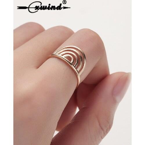 Cxwind Fashion Geomeric Cross winding Rings For Women Semicircle Rings Gifts Unique Design Jewelry Anel Feminino