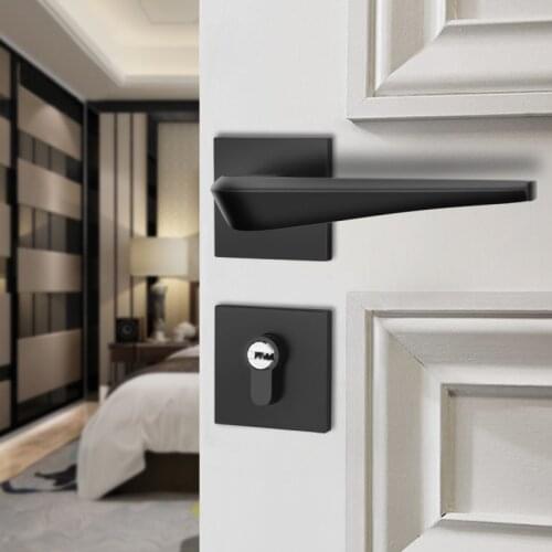 Zinc Alloy Door Lock Continental Bedroom Minimalist Interior Door Handle Lock Cylinder Security Lock Mute Split Wooden Door Lock