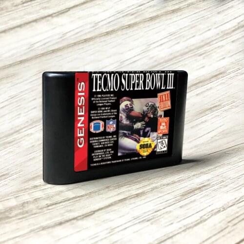 Tecmo Super Bowl III Final Edition - USA Label Flashkit MD Card for Sega Genesis Megadrive Video Game Console