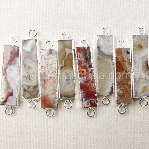 WT-C177 Hot sale bar Connector for Bracelets Natural Mexican At gate Stone Connector in Rectangle Shape