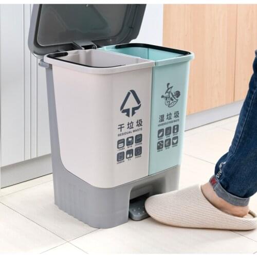 Pedal Trash Can Kitchen Garbage Plastic Modern Trash Can Eco-Friendly Rectangle Standing Rangement Cuisine Waste Bins BG50WB