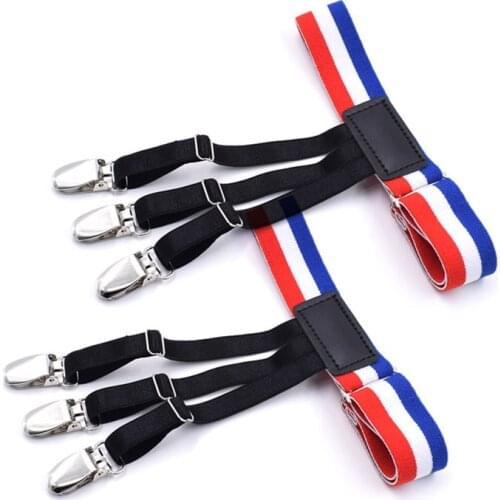 Mens Fashion Stripe Shirt Stays Holders for Men Adjustable Elastic Shirt Garters Leg Suspenders Non-Slip Clamp Skin-friendly