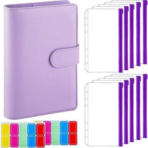 New A6 Pu Leather Binder Cover With 10pcs Binder Pockets Loose Leaf Bags Cash Envelope Wallet Planner Notebook 2021