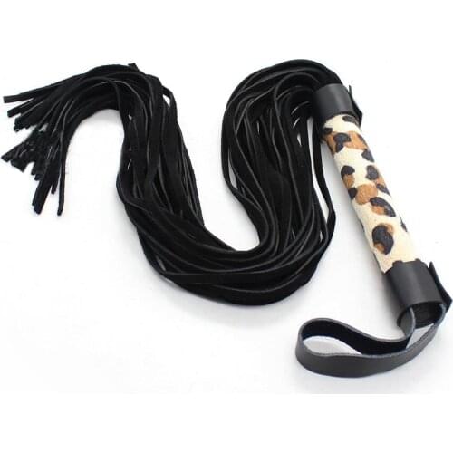 New 62CM Genuine Leather Horse Racing Sex Whip BDSM Whip Slave Flogger With Leopard Handle Sex Toys For Couple Adult Games