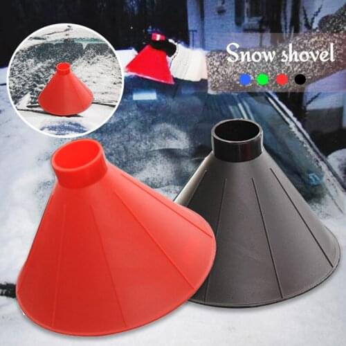Useful 4 Colors Multifunction Auto Windshield Cone Shaped Eco-friendly Plastic Ice Scraper Snow Shovel Funnel Accessories