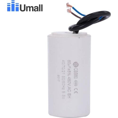 CBB60 450V AC 60uf running generator motor start capacitor two wires for electric washing machine air conditioners