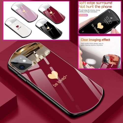Luxury Ultra-thin Lovely Tempered glass Silicone Edge Oval Heart-shaped Tempered Mirror Glass Phone Case For iPhone 12 Pro Max