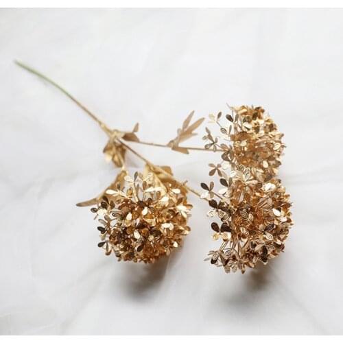 New Christmas Decoration Golden Artificial Plant Branch Dandelion Maple Leaf Wedding Plastic Fake Flower Grass For Home Decor