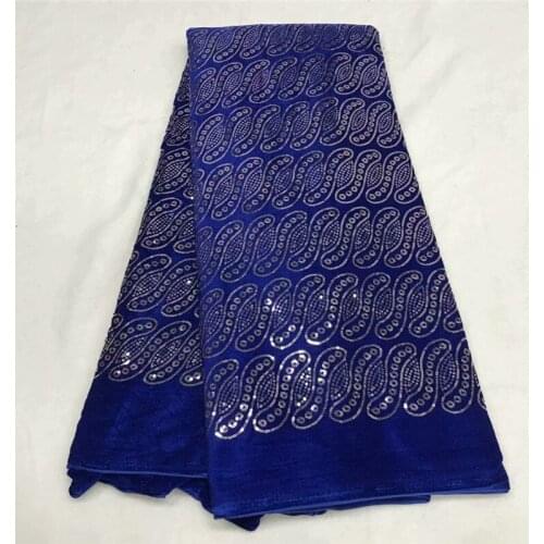 2020 pink High Quality African nigerian Lace Fabric Sequins velvet fabric With royal blue For Dress Embroidery Tulle Guipure