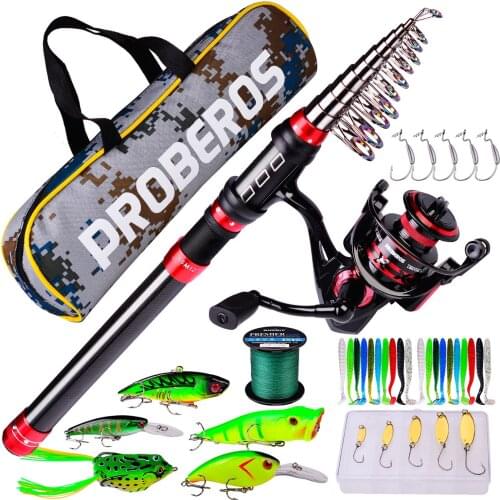 Fishing Rod and Reel Combos Telescopic Fishing Pole Reels Full SET 1.8M-3.6M Fishing Rods DM Fishing Reel+Lures Hooks+ Bag Kit