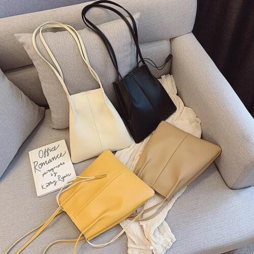 Vintage Women Hand Bag BuckleTightens The Rope High Capacity Handbags Women Shoulder Bags Female Top-handle Bags Fashion Handbag