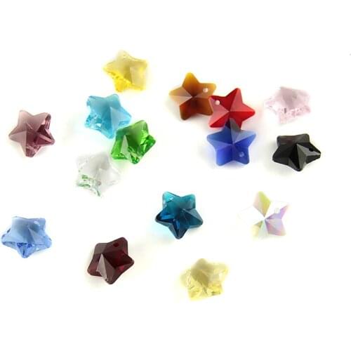 All Colors 100pcs 14mm K9 Glass Beads For Strand Garland DIY Beads Crystal Five Starts Beads