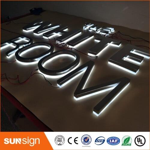 Factory customized outlet outdoor stainless steel backlit led letter sign