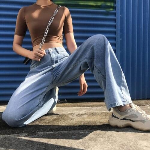 Women Baggy Jeans Blue Elegant Wide Leg Cargo Denim Pants Straight Loose High Waist Mom Trousers Femme Mujer Women Clothing