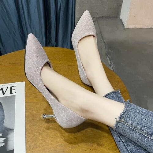 Women sexy party night club pink golden high heel shoes lady cute silver pumps sweet shoes mujer tacones altos zapatillas mujer