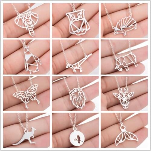 Fashion Casual Choker Necklaces Stainless Steel Rabbit Birds Elephant Fish Tail Necklace Pendant on neck Women Jewelry Collar