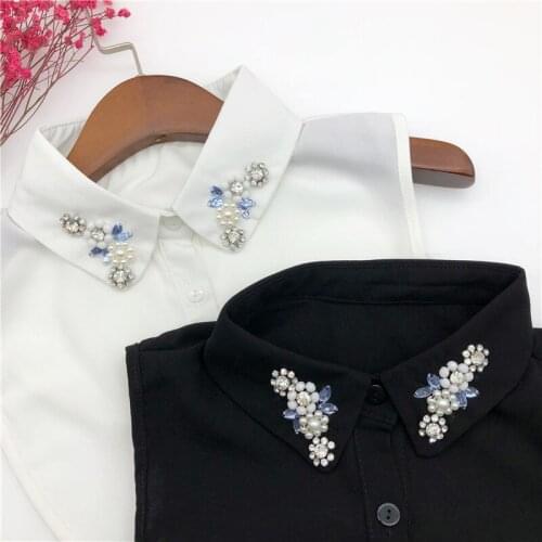 Women Handmade Beading Lapel Fake Collar Half Shirt Blouse Tops Detachable Collars Female False Collar Necklace Nep Kraagie
