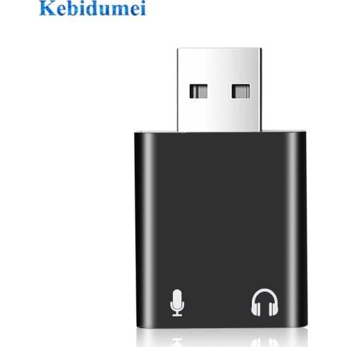 Kebidumei USB Sound Card USB To 3.5mm Audio Earphone Adapter External Sound Card 7.1 Audio Card For Mic Headphone Computer PC