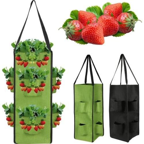 1/2/3/5/10PCS trawberry Planting Bag Creative Multi-mouth Container Wall-mounted Planting Flower Growth Bag Home Garden Supplies