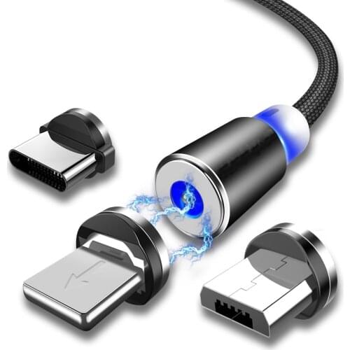 1M 2M Magnetic Micro USB Cable For iPhone X Samsung Android Mobile Phone Fast Charging USB Type C Cable Magnet Charger Wire Cord