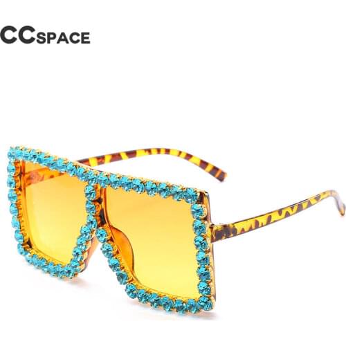 47432 Oversized Diamond Luxury Square Sunglasses Fashion Women Rhinestone Shades UV400 Vintage Glasses