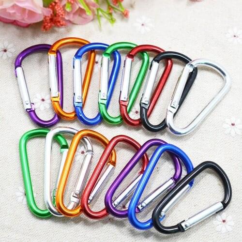 5PCS Random Color Aluminum Alloy Safety Buckle Keychain Water Bottle Buckle Carabiner Camping Mountaineering Outdoor Sports Tool