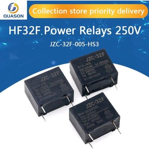 5PCS Power relays HF32F JZC-32F-005-HS3 JZC-32F-012-HS3 JZC-32F-024-HS3 5A 250VAC 4PIN