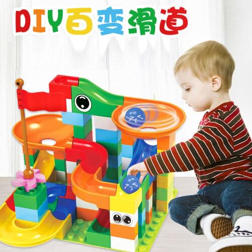 74 PCS Large Block Maze Ball Track Building Compatible Funnel Slide Blocks Children Toy For Kids